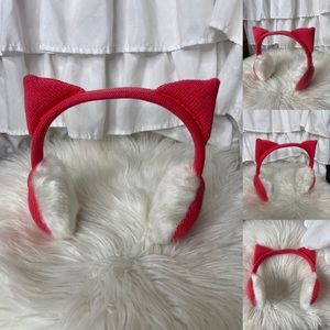 Girls cat themed headband earmuffs w/faux fur